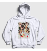 Presmono Unisex Beyaz Poster V2 K-Pop Twice Kapüşonlu Sweatshirt 281467tt