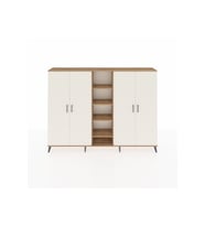 Arges Dolap 12 Raflı 4 Kapaklı 220x30x163 Çam-Aytaşı/Çam