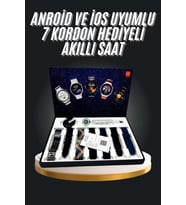 7 Kordonlu Akıllı Saat Siyah Kasa Dokunmatik Ekran Uyku Ve Sağlık Takibi