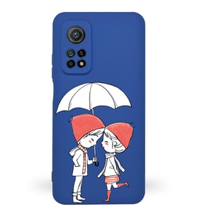 Xiaomi Mi 10T Pro Uyumlu Lansman Kılıf Aşk Tasarımlı İçi Kadife Kapak-Lacivert (Şeffaf)