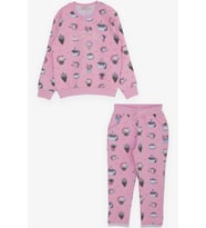 Breeze Kız Bebek Eşofman Takımı Prenses Dinozor Desenli 9 Ay-3 Yaş, Pembe