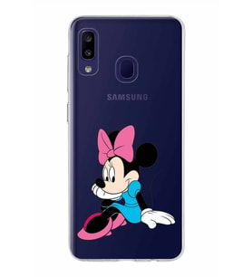 Samsung Galaxy M10s Kapak Minnie Mouse Tasarımlı Şeffaf Silikon Kılıf