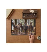Çayırda Otlayan Geyikler Tasarımı 240 parça Ahşap Puzzle Ahşap Kutuda MP07454