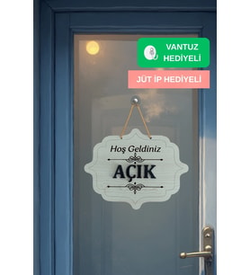 Ahşap Dekoratif Kesim Açık-Kapalı Yazısı (Akçaağaç)