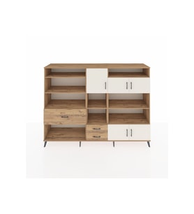 Hyperion Dolap 13 Raflı 3 Çekmeceli 5 Kapaklı 220x44x163 Çam-Aytaşı/Çam