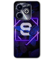 İnfinix Hot 40i Kılıf HD Desen Baskılı Kılıf - Dark Neon Yaprak S Harfi