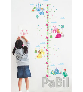 Disney Prensesleri Boy Ölçme Duvar Sticker Boy Cetveli 90 X 30 cm