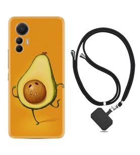 Xiaomi 12 Lite Kılıf Resimli Boyun Askılı İpli Desenli Silikon Series Dance Avokado 1878