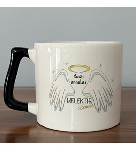 Bazı Anneler Melektir Baskılı Siyah Kulplu D Kupa