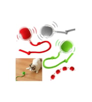 Pribor Kediler ve Köpekler için Kuyruklu Etkileşimli Oyun Topu, İpli USB Şarjlı 3 Modlu 1 Adet (Çok Renkli)
