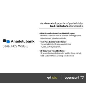 OpenCart - Anadolubank Sanal POS Modülü