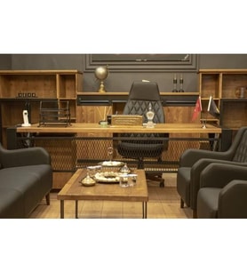 Deryawood Masif Ağaç Ofis Takımseti 120 Cm  acık ceviz4