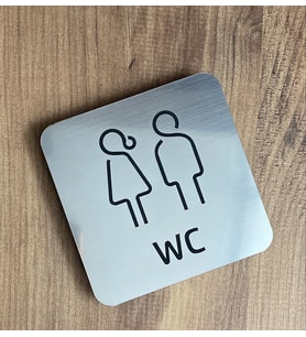 Metal Görünümlü Modern WC Yönlendirme Levhası