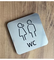 Metal Görünümlü Modern WC Yönlendirme Levhası