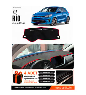 e-biz KİA RİO (2019-2024) Uyumlu Torpido Koruma, Torpido Örtüsü, Torpido Kılıfı - Siyah-Kırmızı - KI014