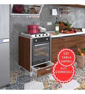 Kenzlife ankastre modülü kabini azot cvz fırın ocak dolabı çekmeceli ayaklı sabit tabla (Karışık)