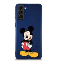 Samsung Galaxy S21 Plus Soft Premier Kapak Mickey Mouse-E Tasarımlı Silikon Kılıf - Lacivert (Şeffaf)