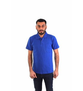 ESERIS - Polo Yaka Kısa Kol Pike Tişört - Saks