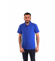 ESERIS - Polo Yaka Kısa Kol Pike Tişört - Saks