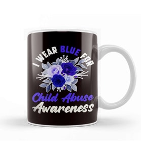 Child Abuse Awareness Blue Ribbon Prevention Month Support Kupa Bardak Porselen