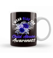 Child Abuse Awareness Blue Ribbon Prevention Month Support Kupa Bardak Porselen