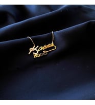 Gold Kaplama Atatürk İmza Gümüş Kolye (Karışık)