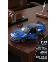 Kinsmart 2024 Ford Mustang Dark Horse 1:38 Çek Bırak Metal Model Araba Mavi - Özel Livery Seri