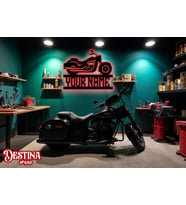 Destina Ahşap Chopper Temalı Led Tablo 36*45 (Kırmızı)