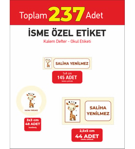 Okul Öğrenci Etiketi Kalem Defter Kitap Matara İsme Özel Etiket