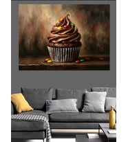 Çikolatalı Ve Meyveli Cupcake Tablosu Dekoratif Kanvas - Mdf Ahşap Tablo