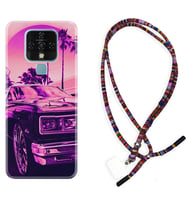 Tecno Camon 16 18P Pova Kılıf Boyun Asklı Rasta Silikon Mor Araba 1711
