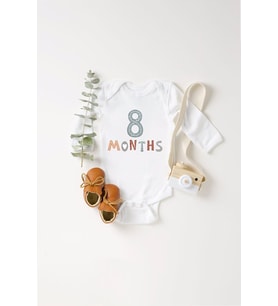 Unisex Bebek 8 Ay Baskılı Body Zıbın