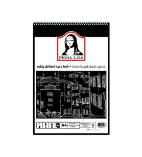 Mona Lisa Eskiz Defteri A4 150 g Kara Telli MN02-4
