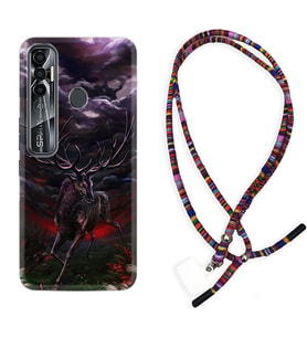 Tecno Spark 6 6 Go 8C 8 Pro 7 7 Pro Kılıf Boyun Asklı Rasta Silikon Dark Deer 1786