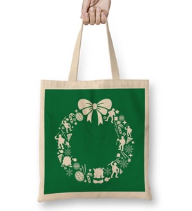 Teenage Mutant Ninja Turtles Christmas Wreath Pattern Bez Çanta Uzun Saplı