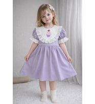 KIZ ÇOCUK CUPCAKE NAKIŞLI , DOĞUMGÜNÜ , PARTY , DÜĞÜN , BAYRAMLIK KONSEPT ELBİSE (Lila)