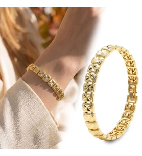 Premium Şık ve Parlak Stella 24K Gold Kaplama 8 mm Kadın Bijuteri Bileklik 3183KBV5D1 (~18cm)