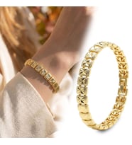 Premium Şık ve Parlak Stella 24K Gold Kaplama 8 mm Kadın Bijuteri Bileklik 3183KBV5D1 (~18cm)