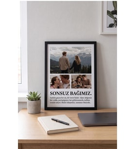 Kişiye Özel Sonsuz Bağımız Fotoğraf Çerçevesi Sevgiliye Romantik Anı Hediyesi Dekoratif Tasarım