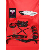 Amora Secret Sexy Görselli Oyun Kartı Sutra 7'li Kırmızı Siyah Harness Set