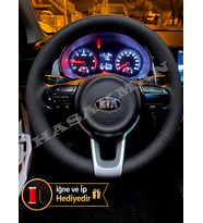 Kia Rio Dikme Direksiyon Kılıfı Premium Komple Delikli Deri Siyah Dikiş 2017-2023