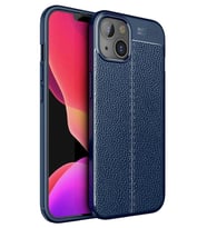 iPhone 13 Mini Kılıf Deri Desenli Kamera Korumalı Silikon (Lacivert)