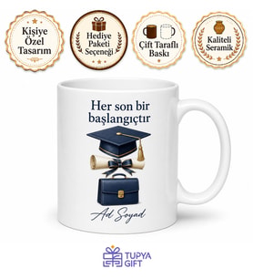 Mezuniyet Hediye Kupa Diploma İş Arayan Yeni Umut Özgeçmiş Mülakat Bardak