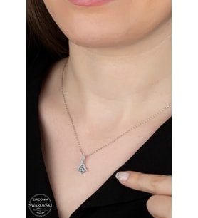 Swarovski Zirconia Kadın Y Pırlanta Montür Gümüş Kolye