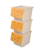 Motek MT05B Freebox 33 Litre Bambu Desen Tekerlekli 3*33 Lt 3'lü Set Organizer