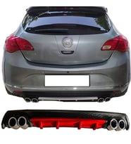 Opel Astra J HB Kırmızı Difüzör Çiftli Yuvarlak Egzoz Görünümlü D Tip Difizör
