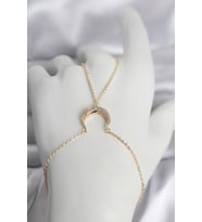 Pirinç Gold Renk Hilal Model Zirkon Taşlı Kadın Şahmeran 5886 - HPSBYI8738-5981