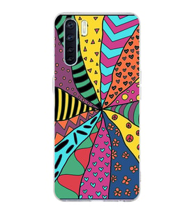 PrintiFy Oppo A91  ile Uyumlu 1mm Slim Fit Retro Renkler 4 Baskılı Şeffaf  Kılıf