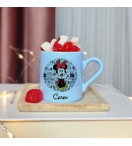 Minnie Mouse Tasarımlı Kişiye Özel Mavi Türk Kahvesi Fincanı