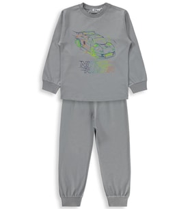 Civil Boys Araba Baskılı 2-5 Yaş Pijama Takımı - Gri